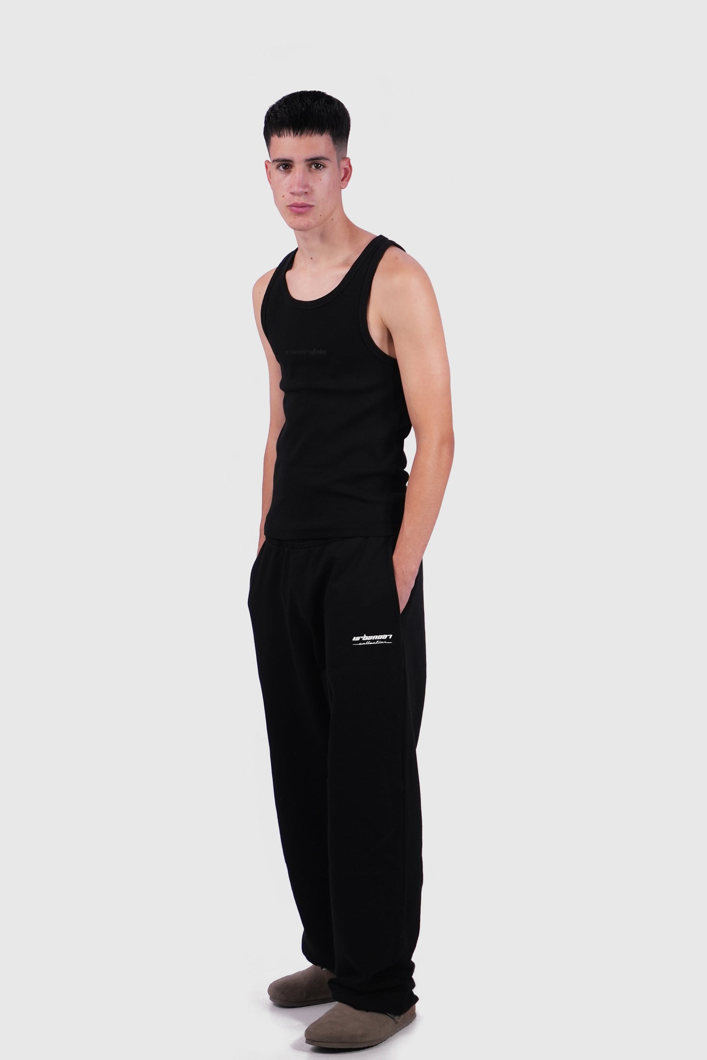 Black Slim Ribbed Tank