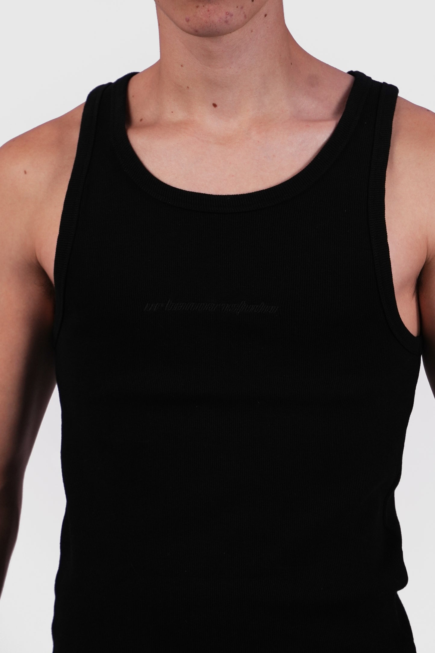 Black Slim Ribbed Tank